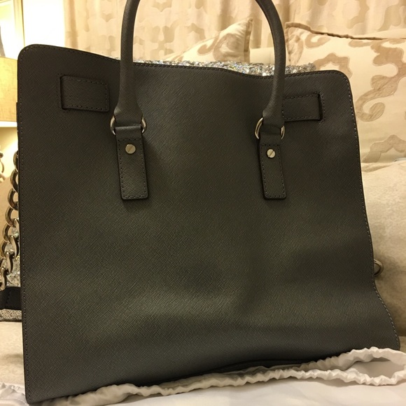 MICHAEL KORS HEATHER GREY LARGE LEATHER TOTE - Picture 6 of 8